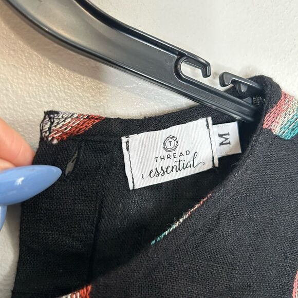 Anthropologie Thread Essential Ruffle Sleeve Striped Romper - Picture 3 of 4